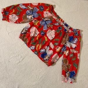 Red Crop Top - Floral Tropical